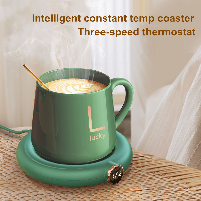 DC 5V USB 가열 따뜻한 컵 매트, 일정한 온도 코스터, 3 단 기어 디지털 디스플레이 조정 타이밍 히터, 커피 우유 차