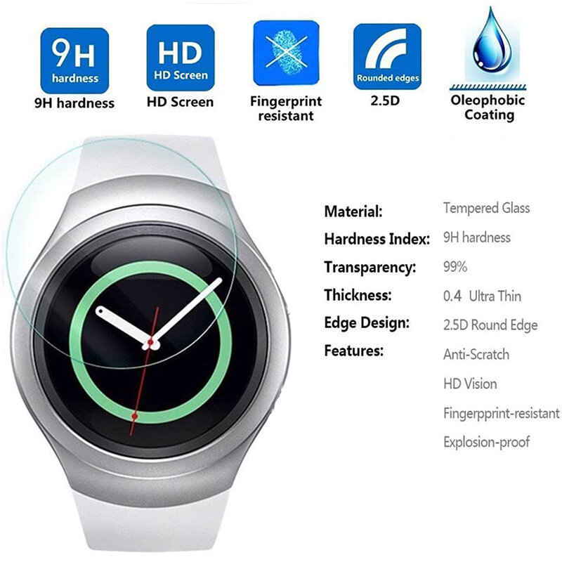9H Hardness 2.5D Arc Edge Tempered Glass Screen Protector for Samsung Gear S2 S3 S4 Gear 2 Premium Film for Galaxy 46mm 42mm