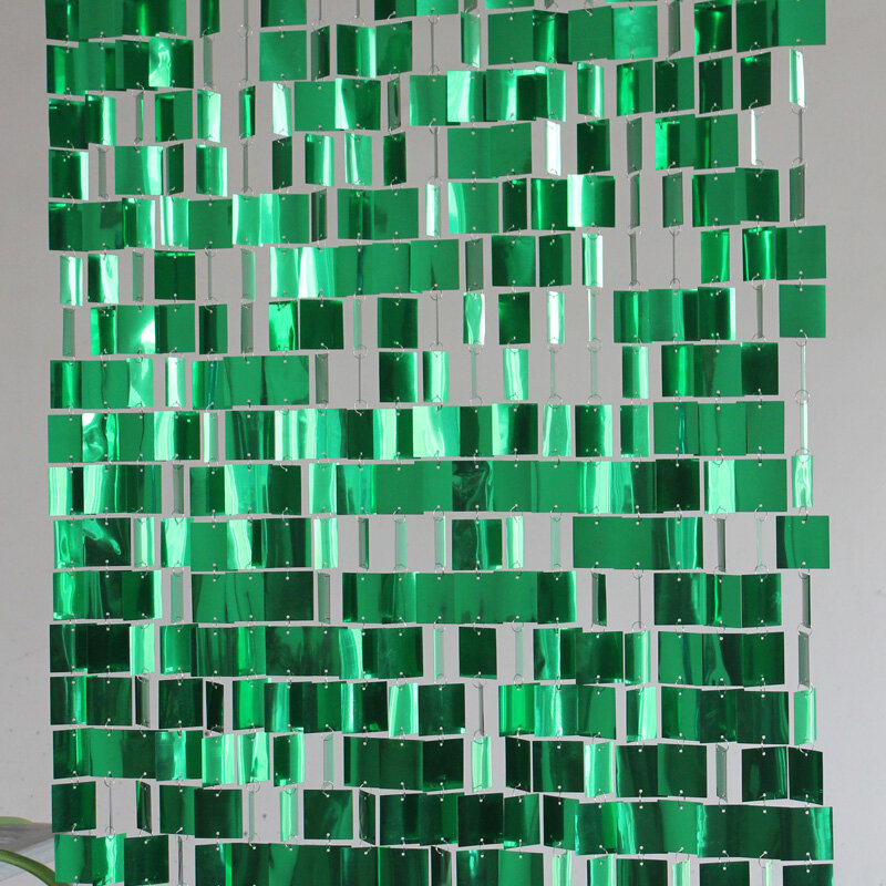 モダンな屋内漫画のドアカーテン,装飾品の緑色の正方形のフレーク,ショッピングモールのフロントの背景の装飾