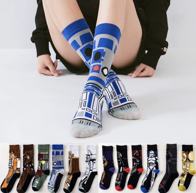 Star Wars Movie Stockings Master Yoda R2-D2 Cosplay Socks Wookiee Jedi Knight Novelty Men Women Sock Spring Autumn Winter Socks