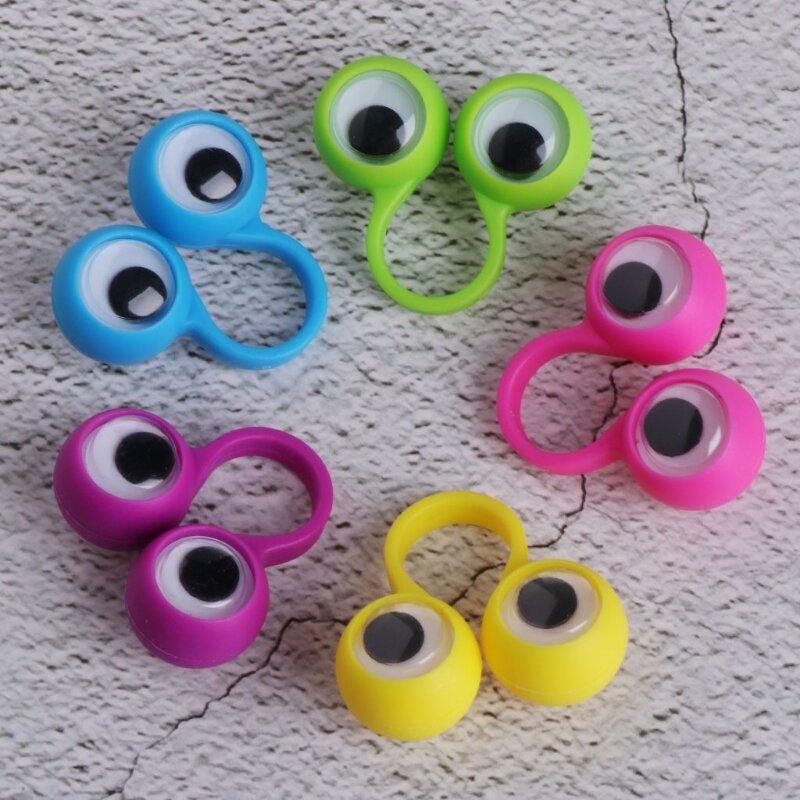 Marionetas de dedo de ojos para niños y bebés, anillos de ojos, accesorios de Slime de Color aleatorio, pequeños regalos para fiesta, 1 ud./10 Uds.