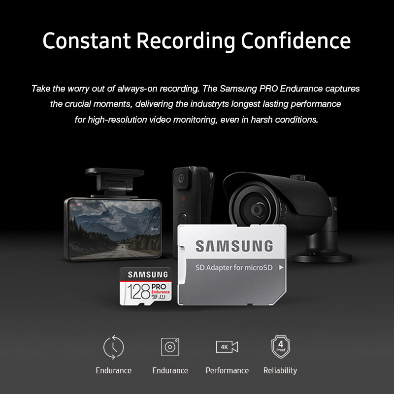 Samsung pro resistência microsd 32 gb micro cartão sd 64 gb sdhc classe 10 128 gb sdxc alta qualidade c10 UHS-1 trans cartão de memória flash