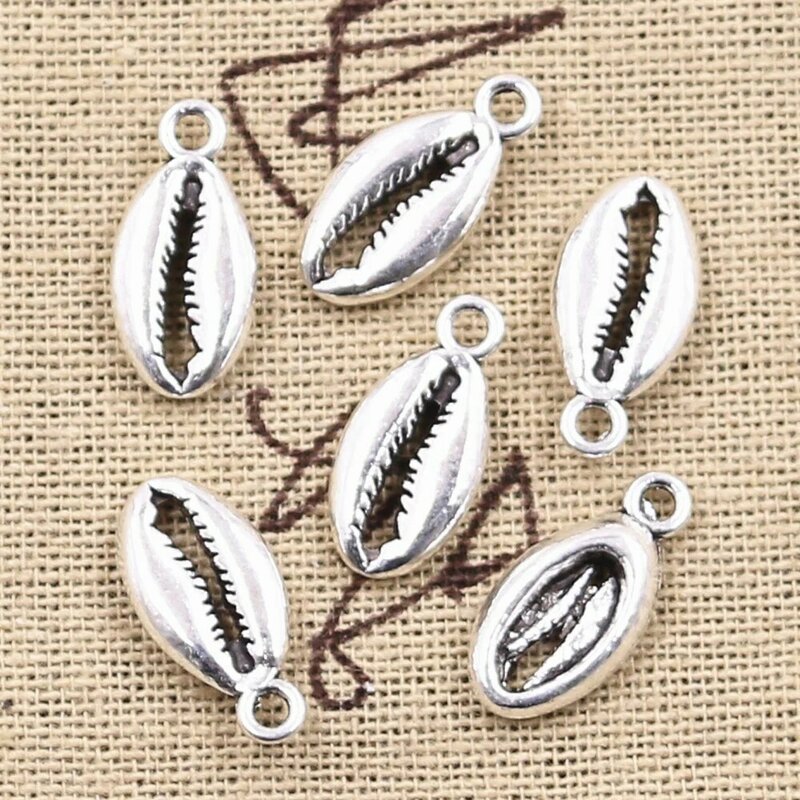 15pcs Charms Bohemian Cowrie Conch Shell 17x8mm Antique Silver Color Plated Pendant Making DIY Handmade Tibetan Finding Jewelry