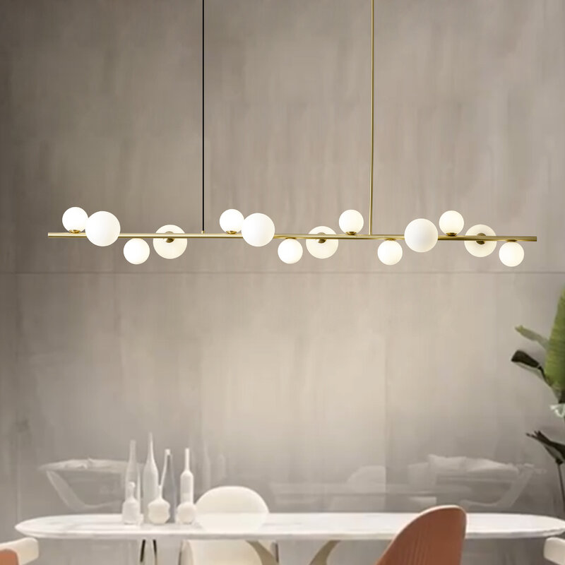 Lampe LED Suspendue en Forme de Boule de Verre de Fer, Design Nordique Simple, Luminaire Décoratif d'Nik, Idéal pour une Salle à Manger, un Bureau, un Bar, un Café ou un Restaurant
