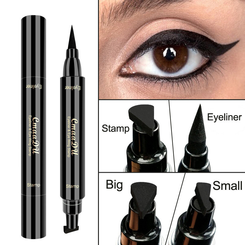 Eyeliner liquido Timbro Marcatore Penna Impermeabile di Lunga Durata Doppio-ended di Trucco Cosmetico Eye Liner