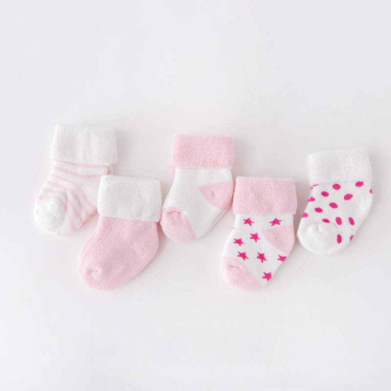 5Pair/lot New boy and girl  baby socks thick newborn autumn and winter warm foot sock