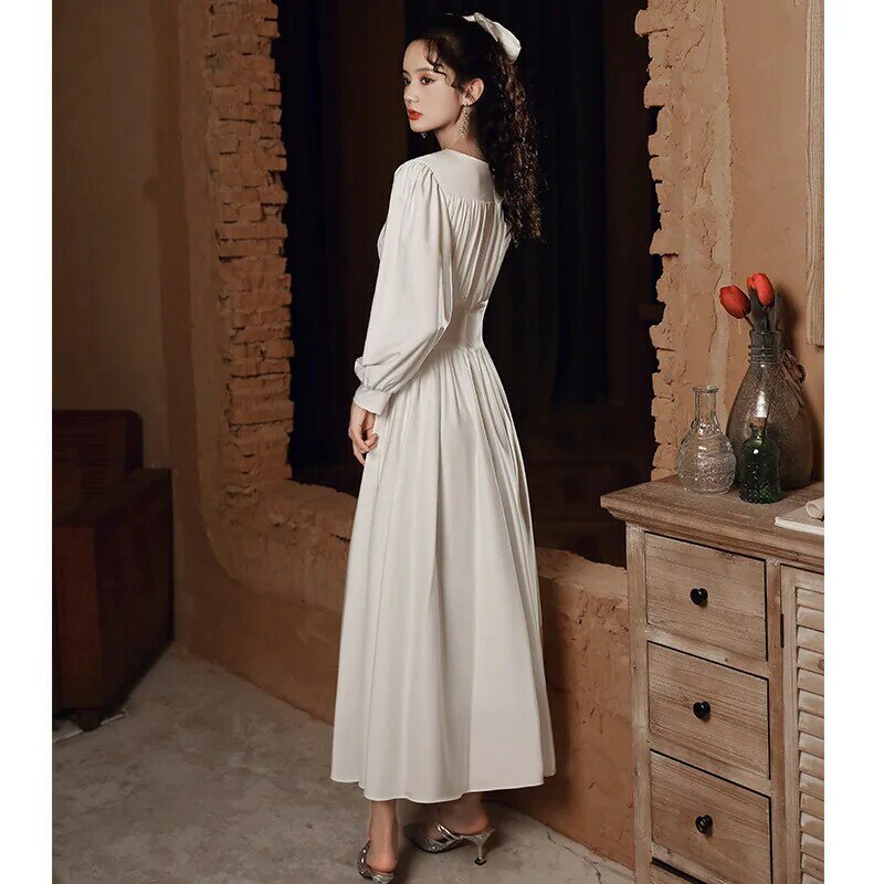 Women Bar Mitzvah Dress V-Neck Sashes Regular Formal Prom Dresses Embroidery Tea-Length Pleat Straight Chiffion Evening Dress