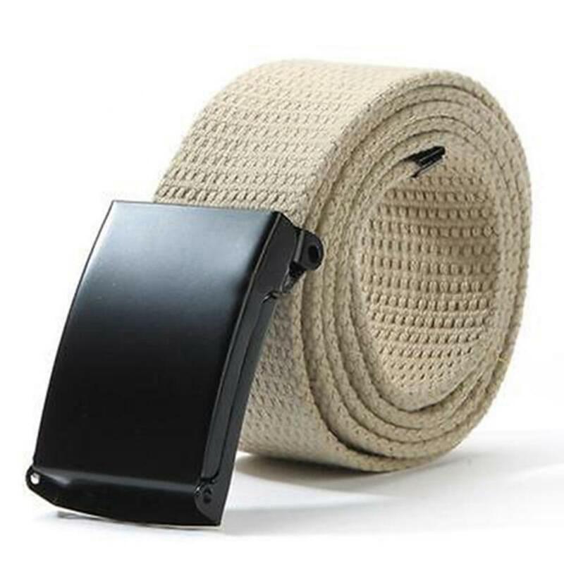 80% HOT SALE Unisex Casual Solid Color Webbing Canvas Waist Belt Automatic Buckle Waistband Clothing Accessories
