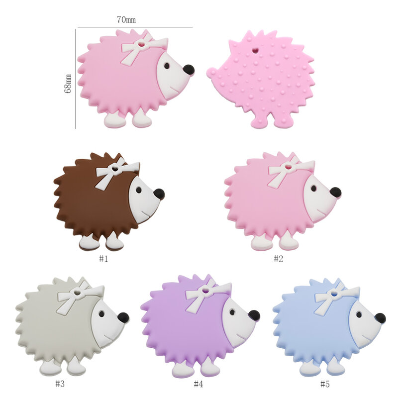 Cute-idea 1pc Hedgehog Silicone Teether Animal Cartoon Baby Teether Infant Teething Necklace DIY Pacifier Chain Accessories
