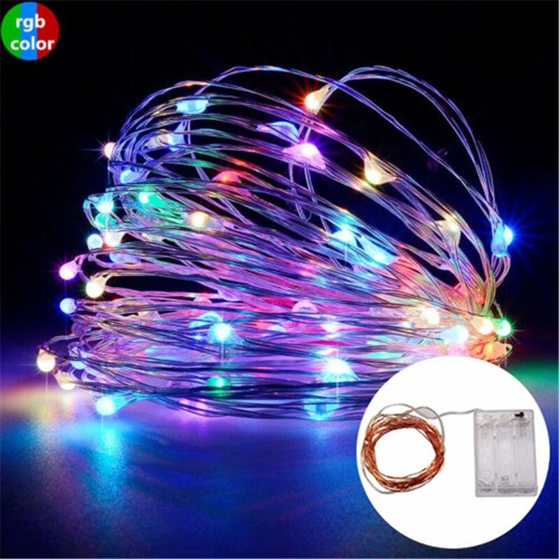 10m/5m/3m/2m Battery Copper Wire Light String LED Garland Lamp Party Christmas Holiday Wedding Party Home Decoration
