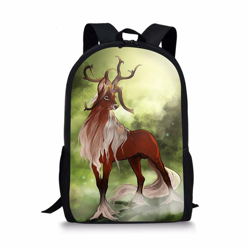 Fashion Children's Backpacks Fantasy Deer Pattern Toddler Kids School Book Bags Cartoon Animal Girls Travel Backpack