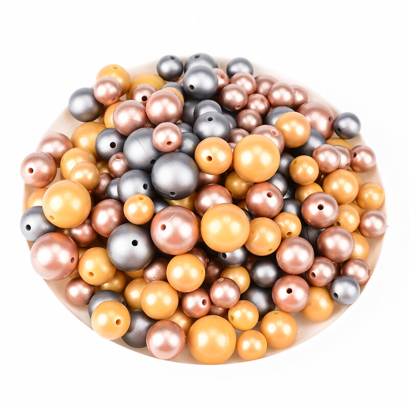 LOFCA – perles de dentition en Silicone à imprimé doré, métallique, de qualité alimentaire, de 19mm, 12mm, en argent, pour bricolage, 20 pièces