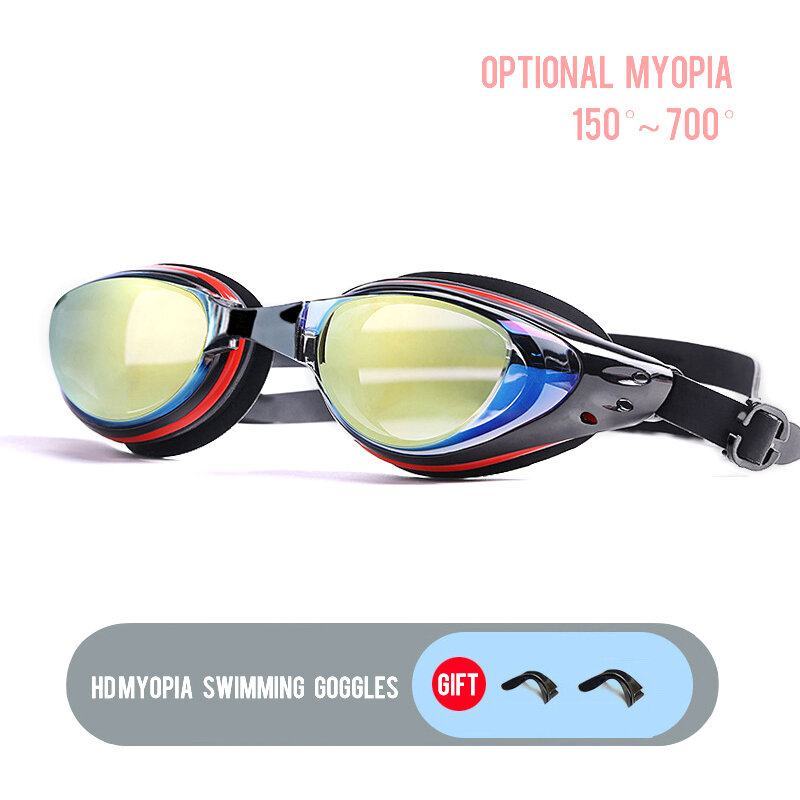 Gafas de natación para hombres y mujeres adultos, lentes de silicona HD transparente o galvanizadas, antivaho, Anti-Uv, miopía,-1,5 To -7