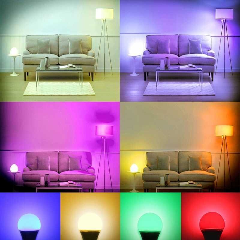 Led zmiana koloru RGB Lampa E27 DimmableLight AC 220V Led RGBW magiczna żarówka 5W 9W 12W 15W 20W dekoracje domowe na przyjęcie LightingSpot Lampa