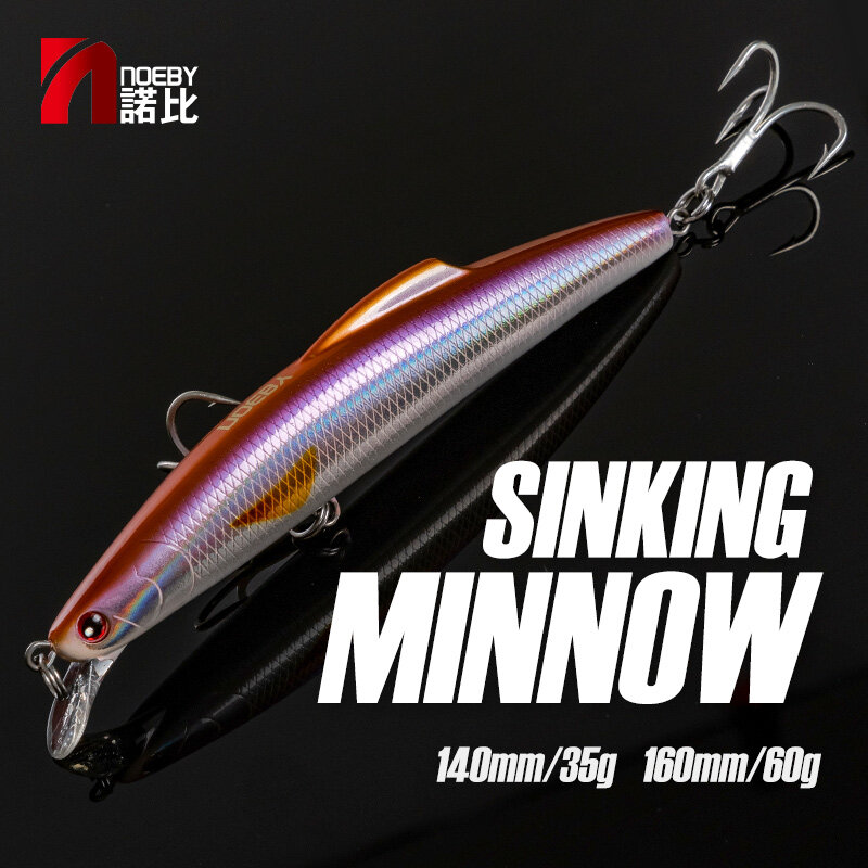 NOEBY Sinking Minnow ตกปลา Lure 140Mm 35G 160มม.60G ระงับจม Wobbler เหยื่อ Hard ประดิษฐ์สำหรับ pike ปลาทูน่าตกปลา Lure