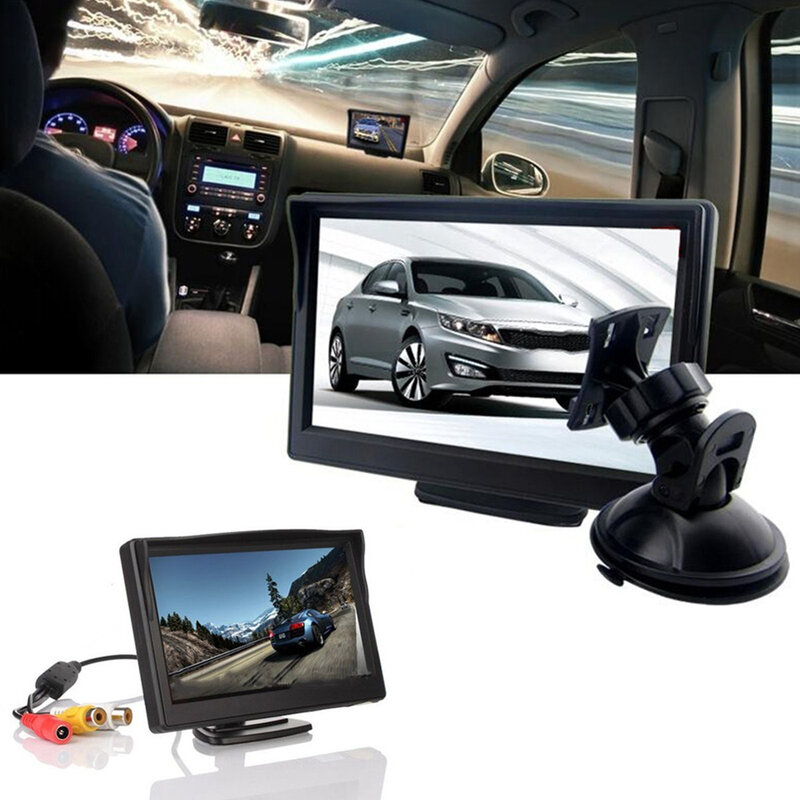 Beliewin 5 Inch LCD Rearview Monitor Car Rear View Camera Reversing Parking System Night Vision Backup Camera Rubber Cup Bracket