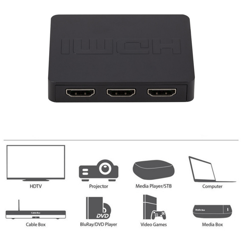 HDMI-совместимый сплиттер 3-портовый концентратор автоматический переключатель 3-в-1 переключатель 1080P Hd 1,4 пульт дистанционного управления для проекта Hdtv Xbox360 Ps3