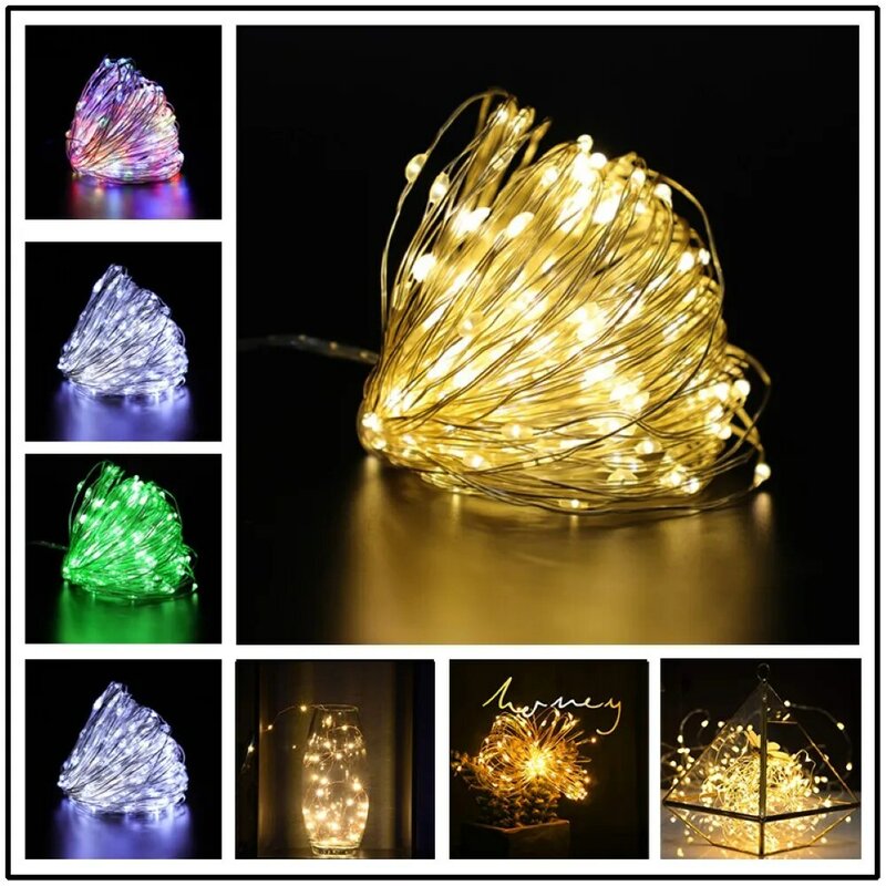 Cadena de luces LED con caja de batería, 10 luces LED de hadas decorativas con pilas para decoración de fiestas en interiores