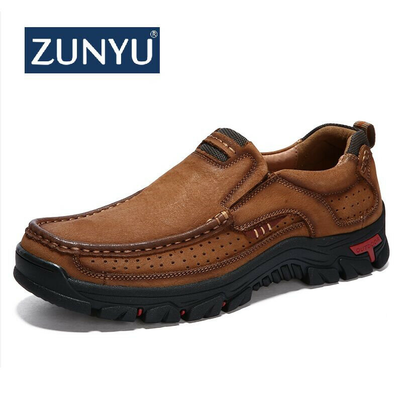 Zunyu novos mocassins de couro genuíno dos homens sapatilhas planas de alta qualidade causal sapatos masculinos sapatos de barco tamanho 38-48