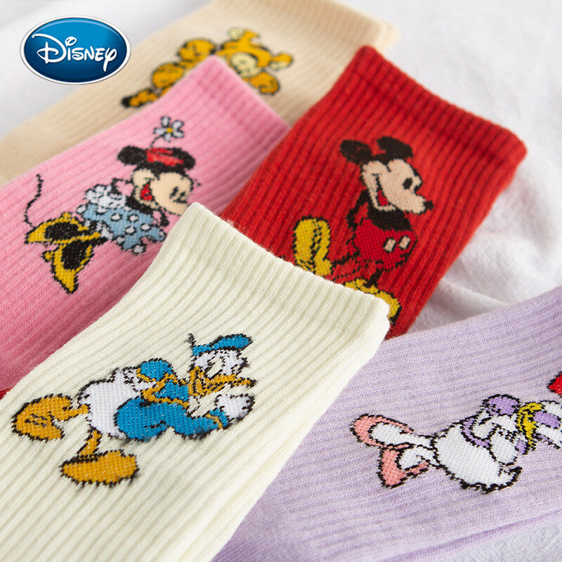 Đầm Bé Gái Disney Hoạt Hình Ngọt Ngào Và Dễ Thương Đồng Màu Mickey Minnie Dais Vịt Donald Chất Cotton Thấm Hút Ống Tất Thể Thao tất