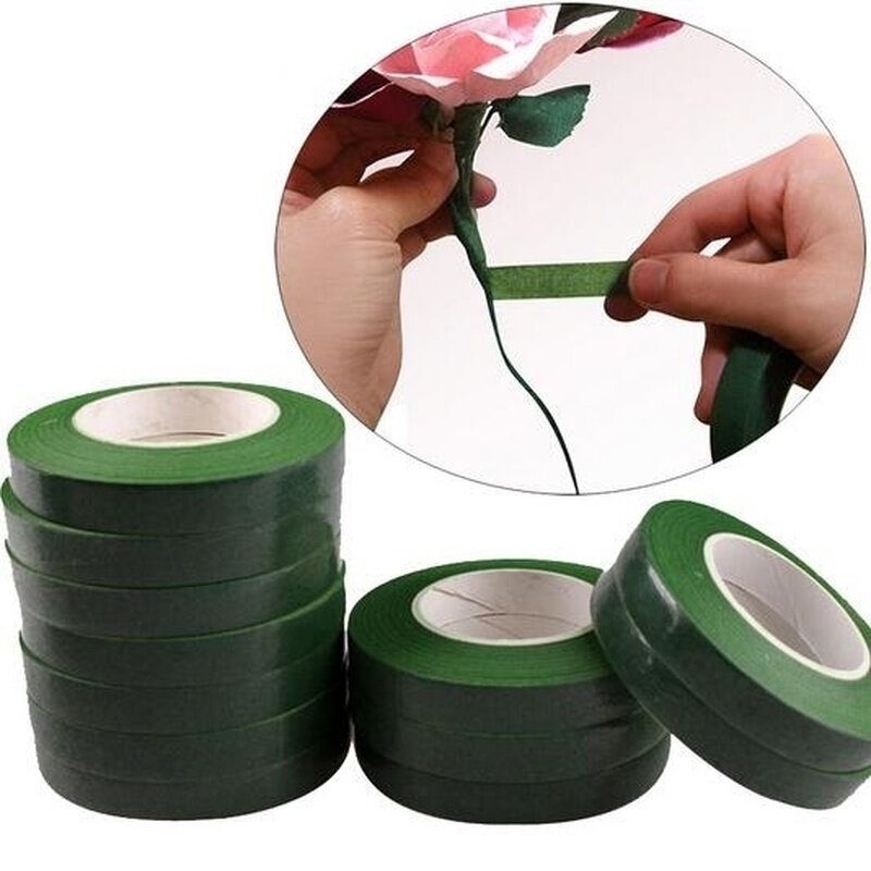 1 Roll 30M Self-adhesive Green Paper Tape Grafting Film Floral Stem For Garland Wreaths DIY Craft Artificial Silk Flower
