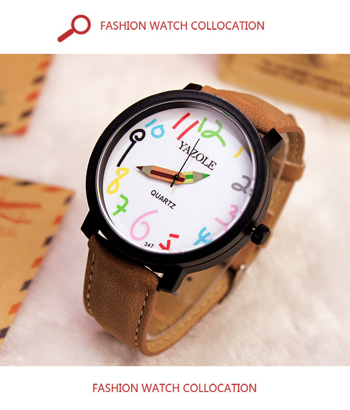 Reloj de pulsera para niño y niña, cronógrafo de cuarzo con puntero de lápiz, de fácil lectura, de Color suave, a la moda, ideal para regalo
