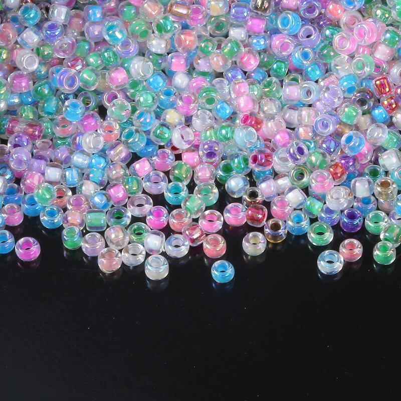 Perles de verre de couleur AB 1.5/2/3/3mm, perles de rocaille brillantes tchèques rondes pour la fabrication de bijoux, accessoires de bricolage