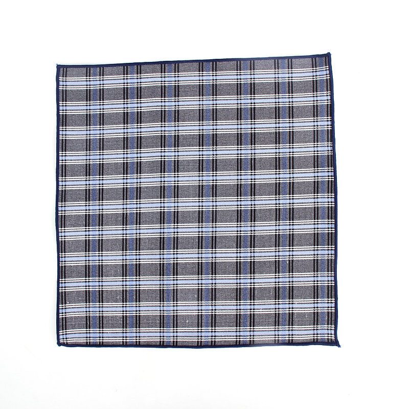 Lenço de algodão colorido xadrez, impressão de bolso quadrado, casual com bolsos quadrados