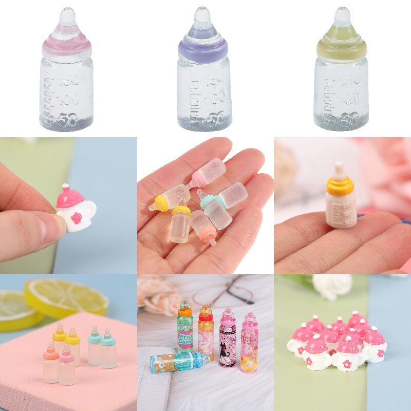 Śliczne 1:12 symulacja Mini butelka mleka butelki do karmienia miniaturowe butelka dla dziecka DIY domek dla lalek miniaturowe akcesoria