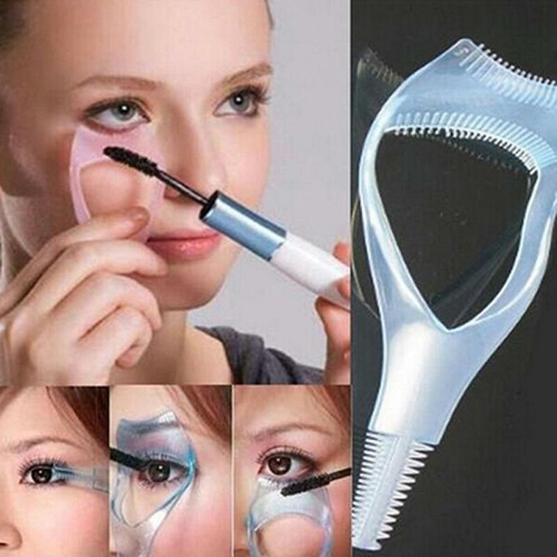 3 In 1 Eyelash Curling Applicator Comb Makeup Mascara Shield Guide Guard Curler Lashes Cosmetics Curve Comb Eyelash Makeup Tool