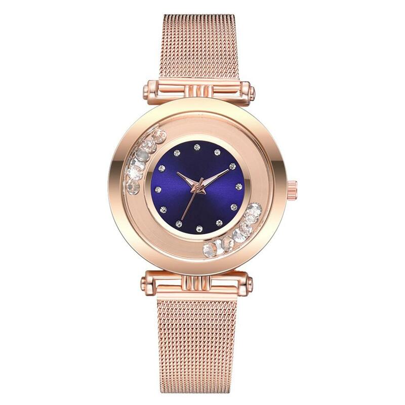 Модные женские Аналоговые кварцевые наручные часы с круглым циферблатом и сетчатым браслетом