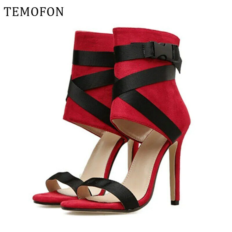 TEMOFON/туфли-лодочки с открытым носком на высоком каблуке; Пикантные женские туфли-лодочки; Цвет белый, черный, красный; Женские туфли-лодочки ...