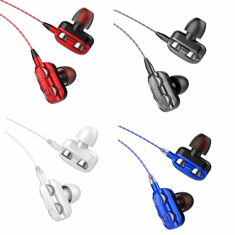 Écouteurs intra-auriculaires 3D stéréo, double pilote, musique, basse forte, HIFI, Sport, casque d'écoute pour téléphone intelligent, réglage filaire