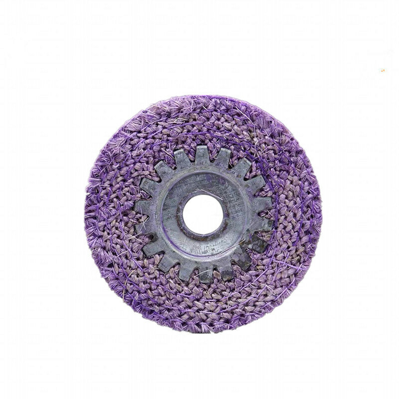 Herramienta de pulido, rueda de pulido de cuerda de cáñamo rojo de 100mm x 16mm, rueda de cáñamo púrpura para molienda de ángulo rugoso de metal de acero inoxidable