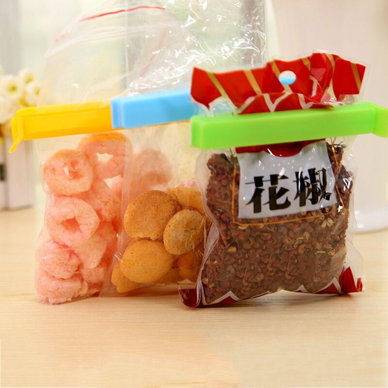 2021 New 5pcs Portable New Kitchen Food Snack Storage Sealing Bag Clips Sealer Fresh Clamp Plastic Tool Storage Seal
