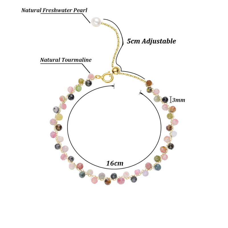 3MM Natural Stone Tourmaline Bracelet on Hand For Women Jewelry Party Wedding Luxury Gift  AmethystSet Handmade Free Shipping