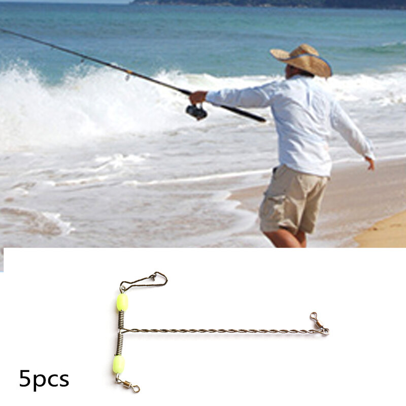 5 pçs snap pesca conector acessórios contas luminosas t forma giratória ao ar livre enfrentar mar equilíbrio de aço inoxidável