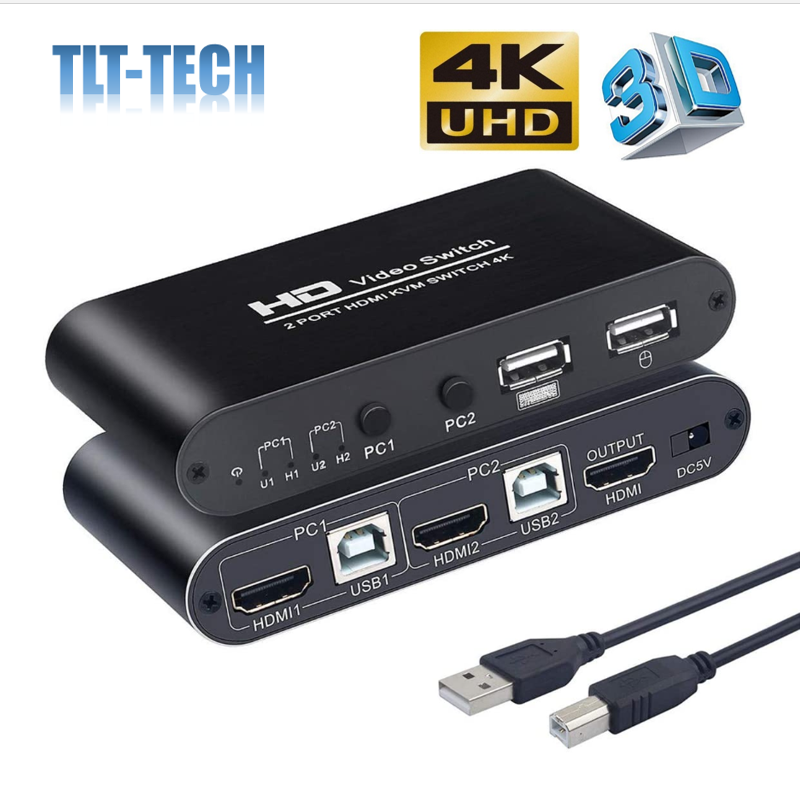 4K x 2K @ 30Hz HDMI KVM boîtier de commutation 2 en 1 pour votre moniteur prise en charge chaude, YUV 4:4:4 et 3D