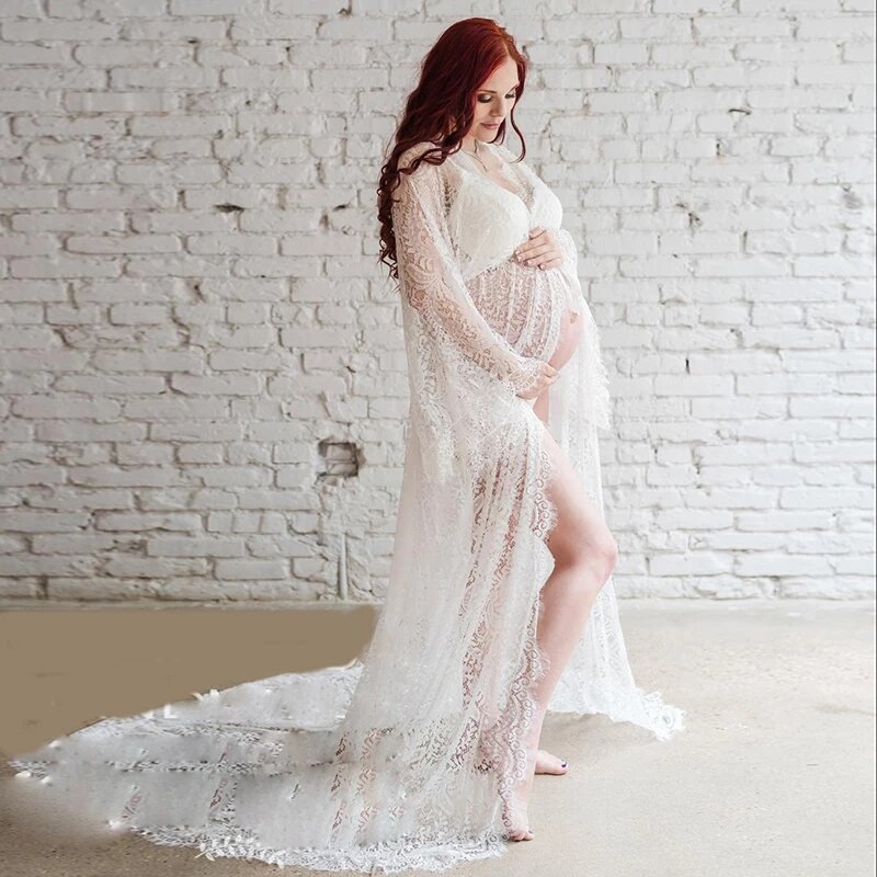 Vestidos de maternidade para foto, renda de cílios, vestido de grávida, perspectiva branca, novo, 2021