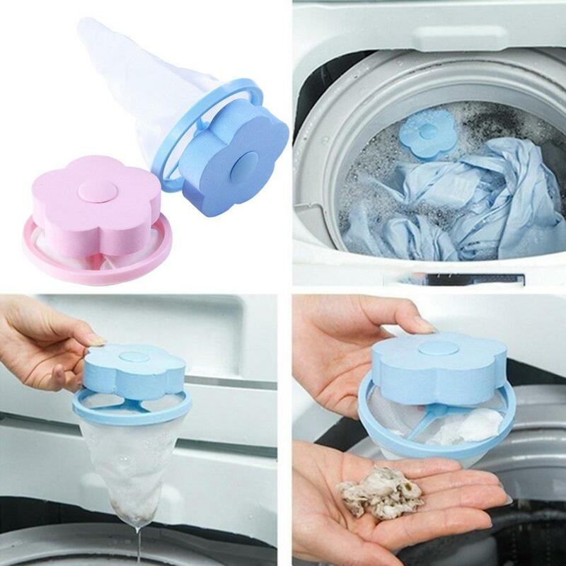 1 pçs flutuante bola de lavar roupa bolas lavanderia saco líquido de lavagem detritos filtro rosa azul máquina de lavar roupa limpeza filtro de cabelo