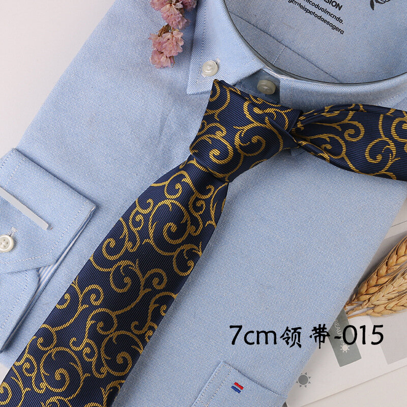 ربطة عنق رجالية فاخرة زرقاء بأشرطة ، وربطات العمل ، وهدايا الزواج ، وإكسسوارات القميص ، 7 من ، من