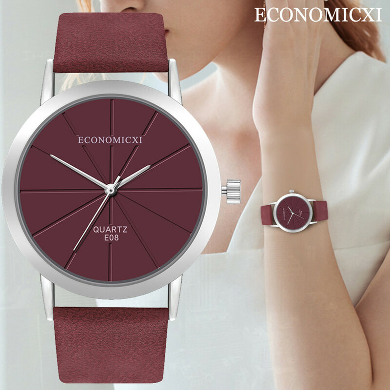 Kobiety zegarki kreatywny bez cyfrowego elegancki Dial zegar zegarek na rękę skórzany pasek ze stopu moda Quartz prosty na co dzień zegarek Reloj