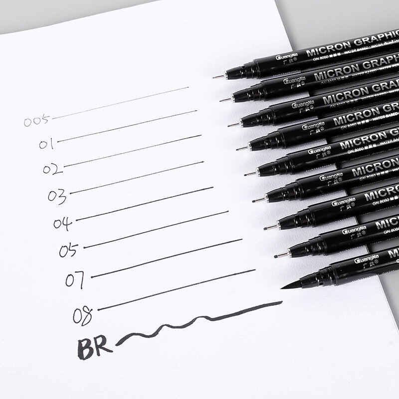 Para micro-linha canetas 12 pçs marcador de arte à prova dwaterproof água archival tinta fineliner canetas para mão carta esboço artista desenho escova caneta
