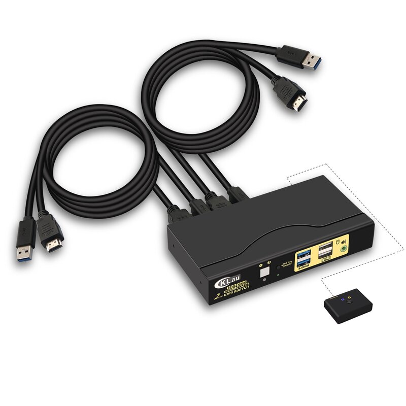 Switch KVM HDMI a 2 porte, switch KVM usb 3.0 con risoluzione Audio e microfono fino a 4K x 2K @ 60Hz 4:4:4