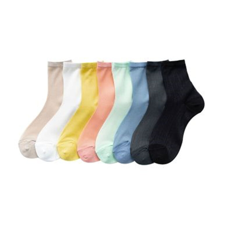 Summer Thin Mesh Korea Candy Color medium-length ultra-thin College Wind female stockings HY003