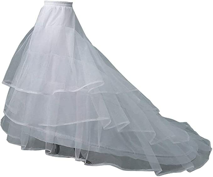 New Spring Design A-line Mermaid Petticoat 2-Hoop Black Underskirt 3 Layers Crinoline for Wedding Dress Train