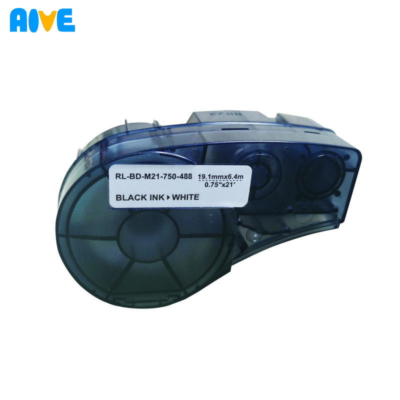 Aive-Cinta de etiquetas de poliéster translúcido para M21-750-488, color negro sobre blanco, Compatible con la marca Brady BMP21 Plus ID PAL LABPAL