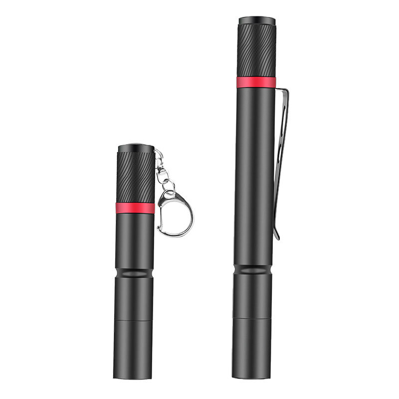 Портативный фонарик для ручки с брелоком, карманный светодиодный фонарик с зажимом для ручки, ручной фонарик с питанием от батарейки AAA, 8000 Люмен