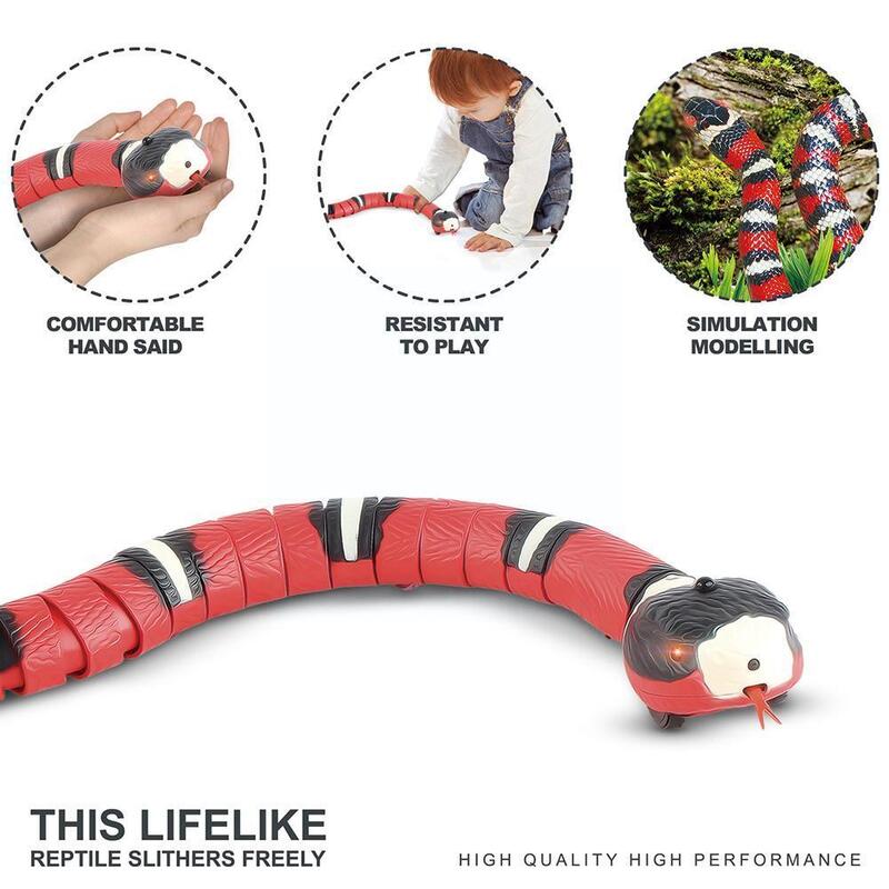 Juguete de serpiente de inducción eléctrica para niños, juguete terrorífico de animales, truco de gatos, novedad, regalo divertido