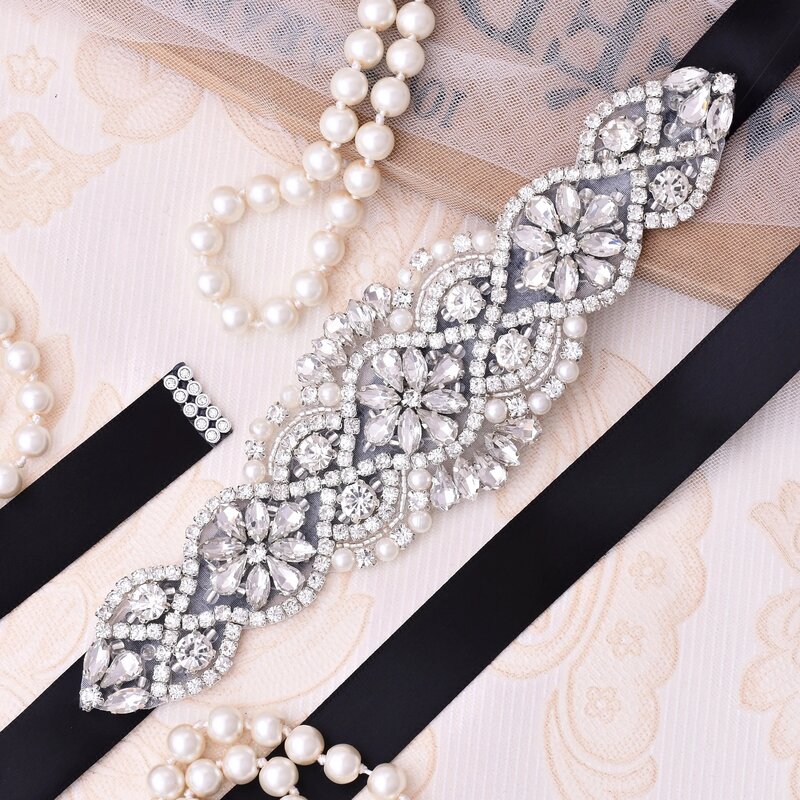 SESTHFAR Berlian Imitasi Sabuk Pengantin Berlian Gaun Pengantin Sabuk Kristal Selempang Pernikahan untuk Gaun Pengantin Aksesoris